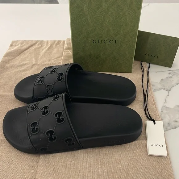 Gucci | Shoes | Gucci Womens Rubber Gg Slide Black Sz 38  display picture 1